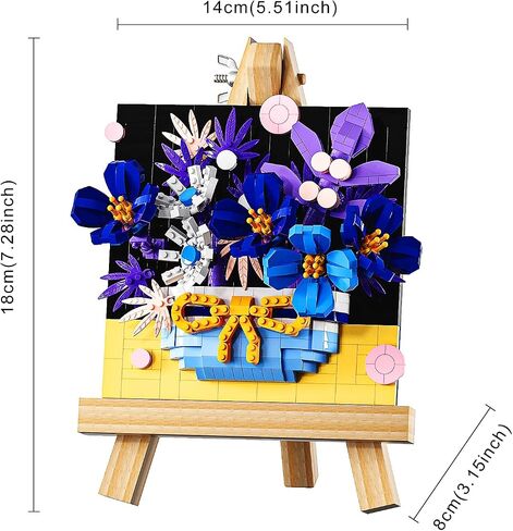 Flowers Frame - Blue Star Flower Art Frames - Floral Building Toys - 476 PCS Artificial Faux Flowers Set - Great Gift Idea for 8 Plus Year Old Girls, Boys, Educiro in Saudi Arabia