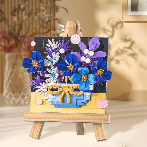 Flowers Frame - Blue Star Flower Art Frames - Floral Building Toys - 476 PCS Artificial Faux Flowers Set - Great Gift Idea for 8 Plus Year Old Girls, Boys, Educiro in Saudi Arabia