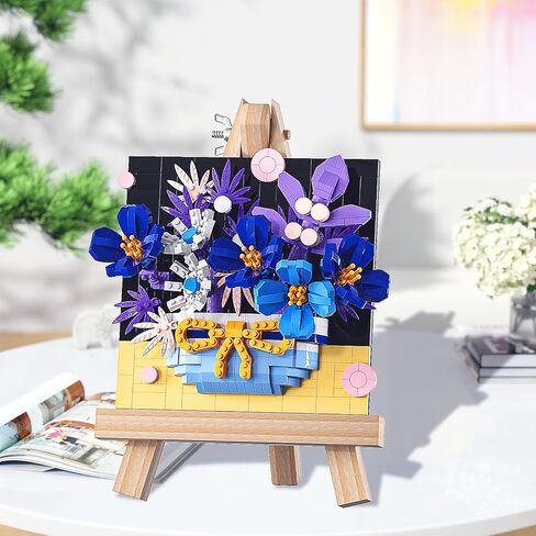 Flowers Frame - Blue Star Flower Art Frames - Floral Building Toys - 476 PCS Artificial Faux Flowers Set - Great Gift Idea for 8 Plus Year Old Girls, Boys, Educiro in Saudi Arabia