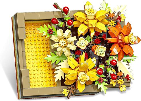Flowers Frame - Blue Star Flower Art Frames - Floral Building Toys - 476 PCS Artificial Faux Flowers Set - Great Gift Idea for 8 Plus Year Old Girls, Boys, Educiro in Saudi Arabia