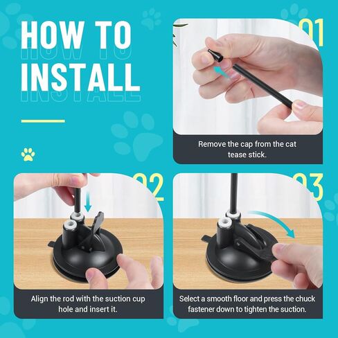 ROSAUI 11-Pack Cat Toy Set with Suction Cup Base and Wire Teasers – Interactive Bird and Feather Attachments with Yarn Balls for Cats and Kittens – Indoor Cat Fun and Exercise in Kuwait