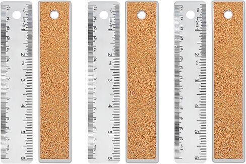12 Inch Metal Ruler Stainless Steel Metal Ruler with Cork Backing, Non-Slip Rulers with Inch and Centimeters, Straight Edge Cork Base Rulers for Student School Office Drafting Tools in Saudi Arabia