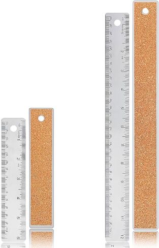 12 Inch Metal Ruler Stainless Steel Metal Ruler with Cork Backing, Non-Slip Rulers with Inch and Centimeters, Straight Edge Cork Base Rulers for Student School Office Drafting Tools in Saudi Arabia