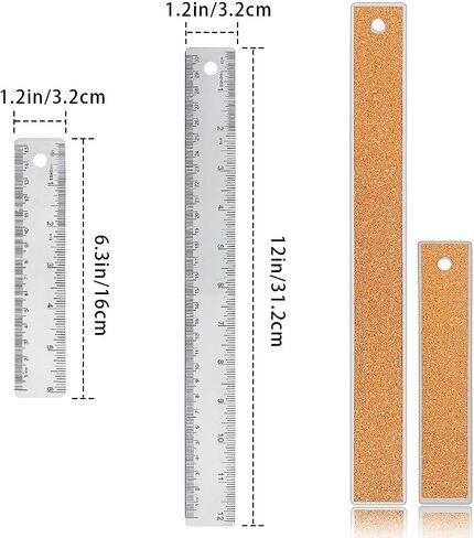 12 Inch Metal Ruler Stainless Steel Metal Ruler with Cork Backing, Non-Slip Rulers with Inch and Centimeters, Straight Edge Cork Base Rulers for Student School Office Drafting Tools in Saudi Arabia