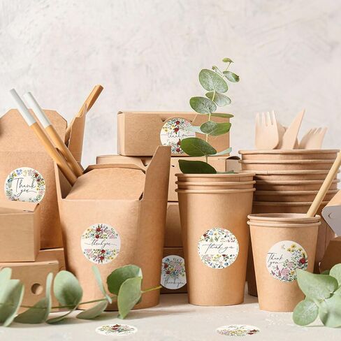 Whaline 1000Pcs Wildflower Thank You Stickers Roll Spring Floral Label Decals 8 Designs Colorful Flower Self-Adhesive Round Seal Stickers for Baby Shower Gifts Envelopes Greeting Cards Party Supplies in Saudi Arabia