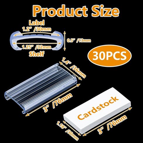 120 PCS Wire Shelf Label Holders Plastic Rack Tags Metro Shelving Clips with Paper Inserts for Supermarket Fruits Shop Pharmacy Compatible with 1.25 Inch Shelves in Saudi Arabia