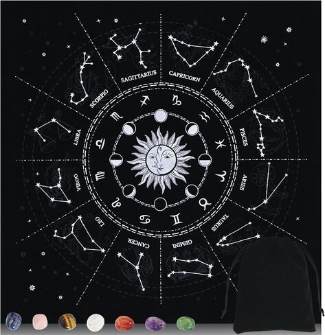 KNANA 9PCS Tarot Card Cloth - مجموعة قماش المخملية التارو ، كوكبة صن القمر نمط المذبح التارو القماش 19.7 بحلول 19.7 بوصة (أرجواني) in Kuwait