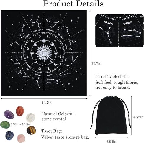 KNANA 9PCS Tarot Card Cloth - مجموعة قماش المخملية التارو ، كوكبة صن القمر نمط المذبح التارو القماش 19.7 بحلول 19.7 بوصة (أرجواني) in Kuwait