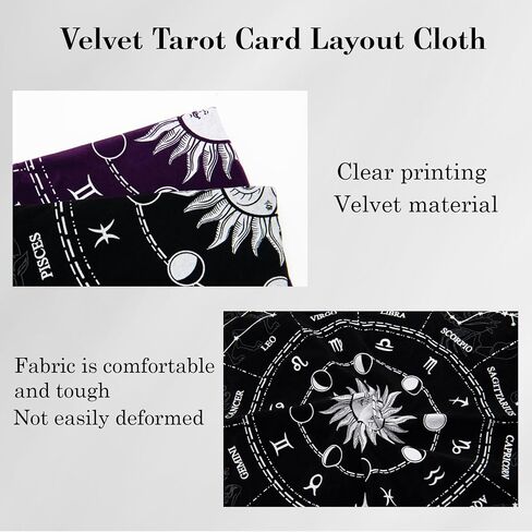 KNANA 9PCS Tarot Card Cloth - مجموعة قماش المخملية التارو ، كوكبة صن القمر نمط المذبح التارو القماش 19.7 بحلول 19.7 بوصة (أرجواني) in Kuwait