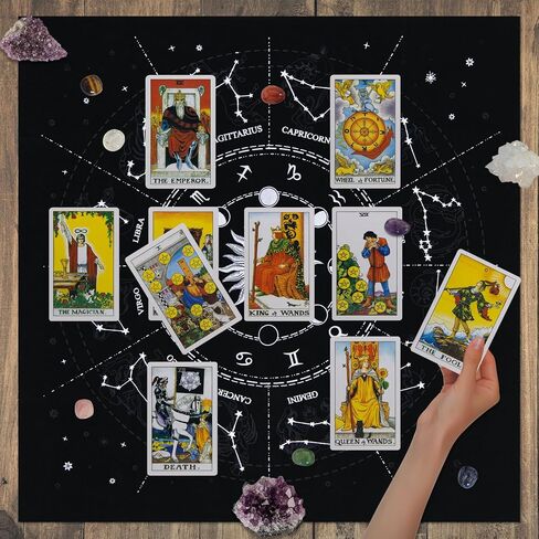 KNANA 9PCS Tarot Card Cloth - مجموعة قماش المخملية التارو ، كوكبة صن القمر نمط المذبح التارو القماش 19.7 بحلول 19.7 بوصة (أرجواني) in Kuwait