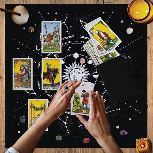 KNANA 9PCS Tarot Card Cloth - مجموعة قماش المخملية التارو ، كوكبة صن القمر نمط المذبح التارو القماش 19.7 بحلول 19.7 بوصة (أرجواني) in Kuwait