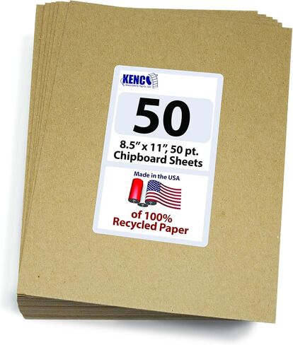 Chipboard Sheets 8.5" x 11" - 50 Sheets Per Pack Heavy Weight 50 Point Chip Board for Crafts and Backers -Great Alternative to MDF Board, Cardboard Sheets - Made in the USA (1) in Saudi Arabia