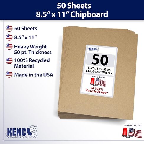Chipboard Sheets 8.5" x 11" - 50 Sheets Per Pack Heavy Weight 50 Point Chip Board for Crafts and Backers -Great Alternative to MDF Board, Cardboard Sheets - Made in the USA (1) in Saudi Arabia