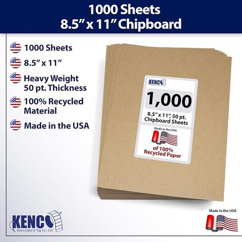 Chipboard Sheets 8.5" x 11" - 50 Sheets Per Pack Heavy Weight 50 Point Chip Board for Crafts and Backers -Great Alternative to MDF Board, Cardboard Sheets - Made in the USA (1) in Saudi Arabia