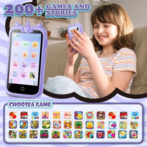 Kids Toys Phone, 3.97" Touchscreen Mini Phones for Kids, Learning Phone Puzzle Games for Kid, 1500mA Toys Cell Phone, 8GB Card Purple in Kuwait