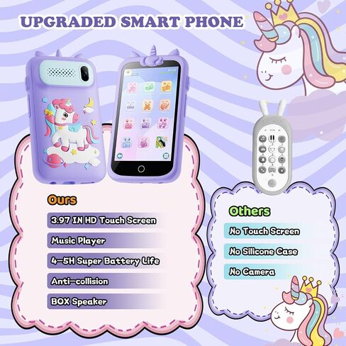 Kids Toys Phone, 3.97" Touchscreen Mini Phones for Kids, Learning Phone Puzzle Games for Kid, 1500mA Toys Cell Phone, 8GB Card Purple in Kuwait