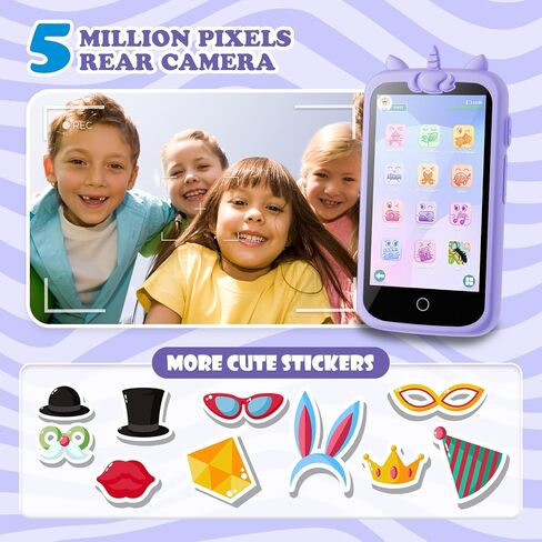 Kids Toys Phone, 3.97" Touchscreen Mini Phones for Kids, Learning Phone Puzzle Games for Kid, 1500mA Toys Cell Phone, 8GB Card Purple in Kuwait