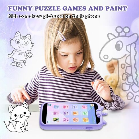 Kids Toys Phone, 3.97" Touchscreen Mini Phones for Kids, Learning Phone Puzzle Games for Kid, 1500mA Toys Cell Phone, 8GB Card Purple in Kuwait