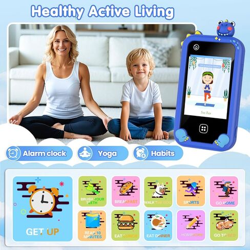 Kids Smart Phone for Boys, Christmas Birthday Gift for Ages 3-8, Dinosaur Toddler Learning Toy Touchscreen Cell Phone with Dual Camera, Music Player, Game, 8GB SD Card (Blue) in Kuwait