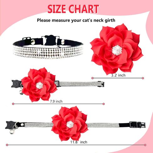 Cat Collar Bling Diamond Breakaway Cat Collar with Bell Rhinestones Pet Collars with Soft Velvet Adjustable Shine Collar for Cats Girls and Small Dogs Puppy (Pink) in Saudi Arabia