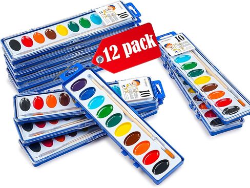 Watercolor Paint Set, Washable paint 10 Colors, 12 Sets with Brush Watercolor Paint Set in Kuwait