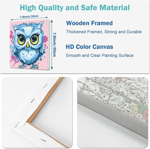 AILIBUT Paint by Numbers for Kids Ages 8-12 & Beginners - 4 Pack Animal Canvas Art Kits with Framed Painting - Easy DIY Color by Number Set for Children, Home Decor & Gifts (8x8 Inch) in Kuwait