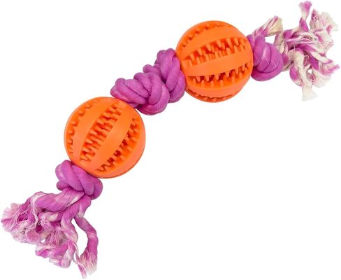 Pet Toys Two Balls Four Knots Dog Chew Durable Rubber Teeth Cleaning Rope Blue in Saudi Arabia