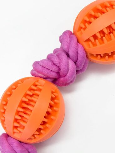 Pet Toys Two Balls Four Knots Dog Chew Durable Rubber Teeth Cleaning Rope Blue in Saudi Arabia