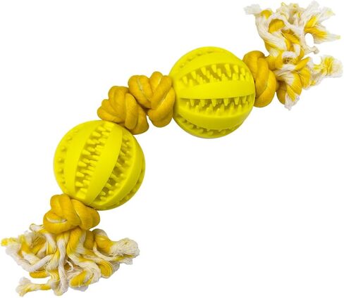 Pet Toys Two Balls Four Knots Dog Chew Durable Rubber Teeth Cleaning Rope Blue in Saudi Arabia