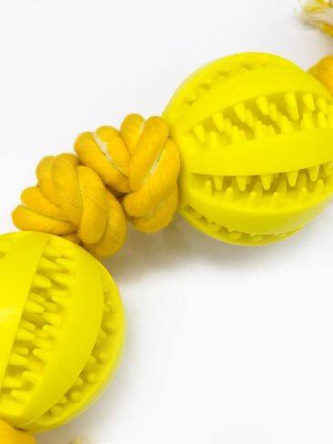 Pet Toys Two Balls Four Knots Dog Chew Durable Rubber Teeth Cleaning Rope Blue in Saudi Arabia