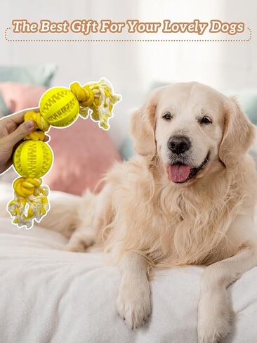 Pet Toys Two Balls Four Knots Dog Chew Durable Rubber Teeth Cleaning Rope Blue in Saudi Arabia