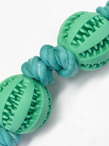 Pet Toys Two Balls Four Knots Dog Chew Durable Rubber Teeth Cleaning Rope Blue in Saudi Arabia