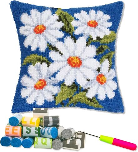 Lapatain Latch Hook Kits for DIY Throw Palow Cover ، Musical Note Needlework Coushion Cover Cover Craft Craft for Great Family 17x17inch in Kuwait