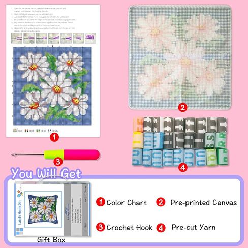 Lapatain Latch Hook Kits for DIY Throw Palow Cover ، Musical Note Needlework Coushion Cover Cover Craft Craft for Great Family 17x17inch in Kuwait