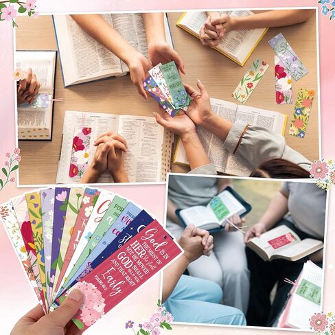 PerKoop 60 Pcs Mother's Day Bible Verse Bookmarks Bulk for Women Woman of God Christian Scripture Religious Flower Bookmarks with Ribbons for Mom Mother's Day Appreciation Gifts Church Supplies in Kuwait