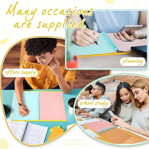 PerKoop 12 Pack 240 Sheets Colored Discbound Refill Paper 8.5 x 11 Inch College Ruled 11 Disc Letter Size Lined Paper Multicolored Refill Notebooks for Journaling (Dream Color) in Kuwait