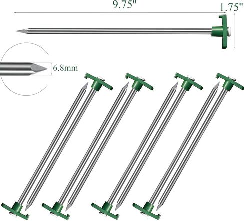 Cheardia 10 Pack Tent Stakes Heavy Duty, 10.25 Inch Yard Stakes Non-Rust Metal Tent Pegs Ground Stakes Tent Spikes for Camping Patio, Garden, Canopies, Grassland, Outdoor,Orange in Saudi Arabia