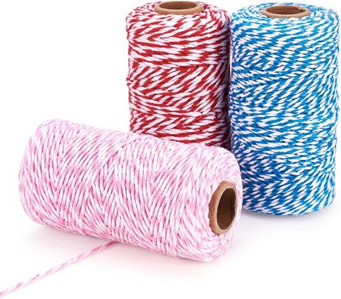 Cheriswelry 109.36 Yards 2mm Christmas Twine Craft String Cotton Decorative Cord Macrame Bracelet Supplies Green Red White Yellow Twine for DIY Wrapping Beading Decoration (2 Rolls) in Kuwait