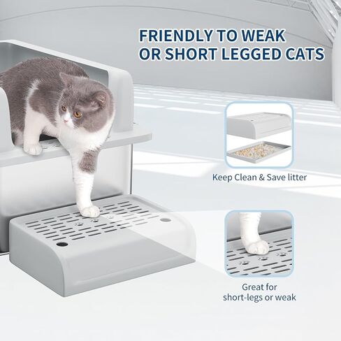 Standard Stainless Steel Litter Boxes 6'' Cat Litter Pan XXL Litter Boxes for Big Cats for Big Cats with High Sided, Cat Stair, Scoop Easy Cleaning Cat Pan in Saudi Arabia