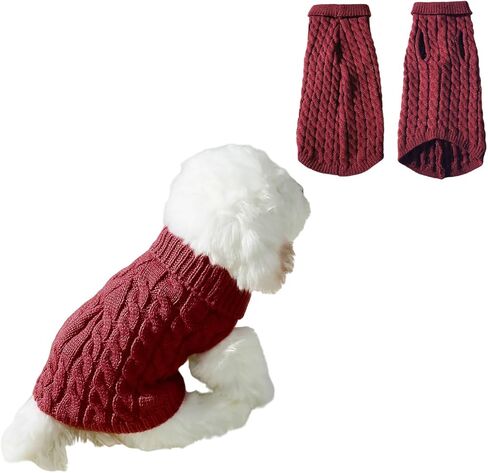 Dog Knit Sweater,Soft Pet Pullover Turtleneck Sweaters Cat Winter Fleece Dog Apparel & Accessories Warm Knitted Clothes for Kitten and Puppy Chihuahua Boy or Girl Holiday Parties Outfit in Kuwait