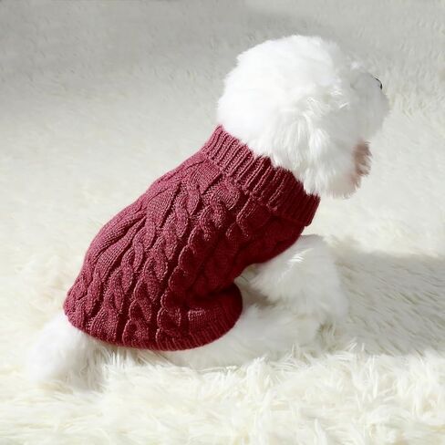 Dog Knit Sweater,Soft Pet Pullover Turtleneck Sweaters Cat Winter Fleece Dog Apparel & Accessories Warm Knitted Clothes for Kitten and Puppy Chihuahua Boy or Girl Holiday Parties Outfit in Kuwait