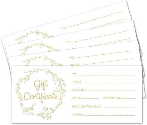 Blank Gift Certificate for Business 25 Simplicity Gift Certificate for Beauty Salon Spa Restaurants Birthday Client, 3.5x8" Work Gift Certificate Card - B in Saudi Arabia