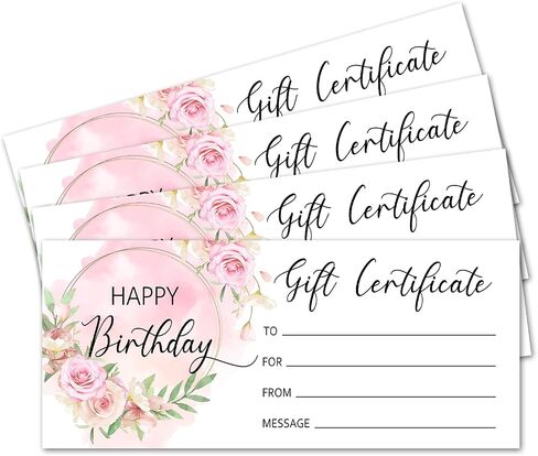 Blank Gift Certificate for Business 25 Simplicity Gift Certificate for Beauty Salon Spa Restaurants Birthday Client, 3.5x8" Work Gift Certificate Card - B in Saudi Arabia