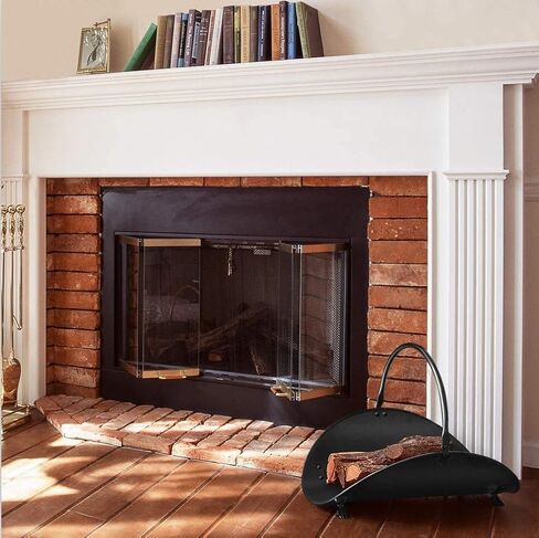 Amagabeli Firewood Rack Indoor Carrier Metal Fireplace Log Holder Basket Outdoor Wrought Iron Wood Stove Rack Storage Metal Large Accessories Black in Saudi Arabia