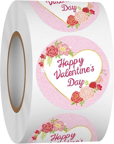 Heyfibro 500 PCS 1.5 Inch Happy Valentines Day Roll Stickers for Small Business, Gift Packing, Cards, Candy Bags, Envelope Seals, Party Supplies (Wreath of Love) in Saudi Arabia