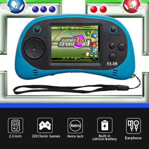ألعاب E-moDS Kids Handheld Games 16 بت وحدة التحكم في ألعاب الفيديو الرجعية مع 220 ألعاب إلكترونية HD-2.5 '' LCD Games Travel Games Hompts for Boys Girls Ages 4-12 in Kuwait