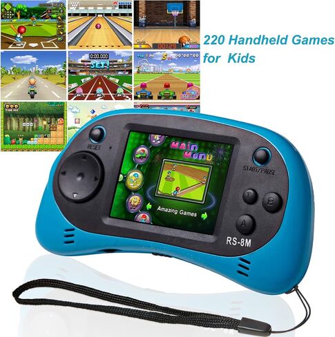 ألعاب E-moDS Kids Handheld Games 16 بت وحدة التحكم في ألعاب الفيديو الرجعية مع 220 ألعاب إلكترونية HD-2.5 '' LCD Games Travel Games Hompts for Boys Girls Ages 4-12 in Kuwait