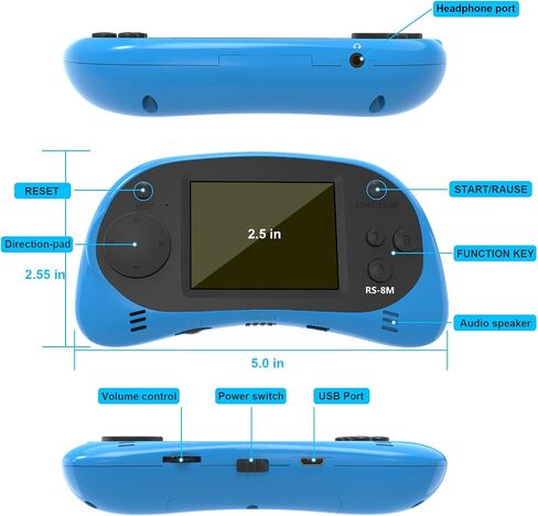 ألعاب E-moDS Kids Handheld Games 16 بت وحدة التحكم في ألعاب الفيديو الرجعية مع 220 ألعاب إلكترونية HD-2.5 '' LCD Games Travel Games Hompts for Boys Girls Ages 4-12 in Kuwait