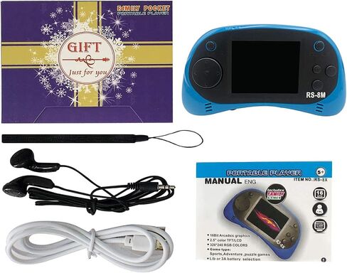 ألعاب E-moDS Kids Handheld Games 16 بت وحدة التحكم في ألعاب الفيديو الرجعية مع 220 ألعاب إلكترونية HD-2.5 '' LCD Games Travel Games Hompts for Boys Girls Ages 4-12 in Kuwait
