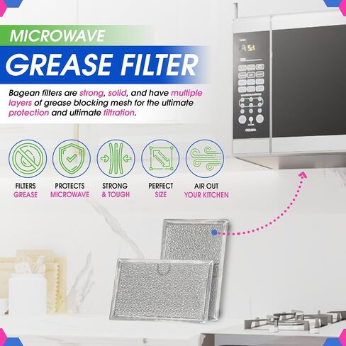 Bagean Microwave Filter 5.1"x7.6" Fits Frigidaire 5304464105 Grease Filters | Replacement Aluminum Mesh Screen Also Fits GE WB06X10608 - Filters Kitchen Air Over-the-Stove Overhead Vent Fan (2-Pack) in Kuwait
